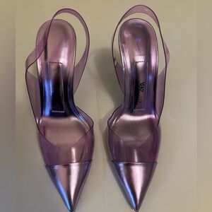 Zara Metallic Purple Heels 6.5 Great Condition